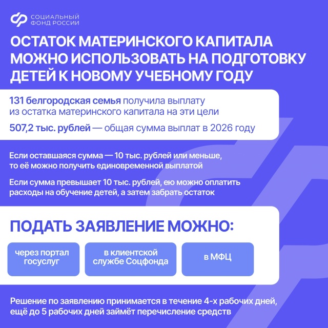 Остаток маткапитала может помочь с расходами к школе.